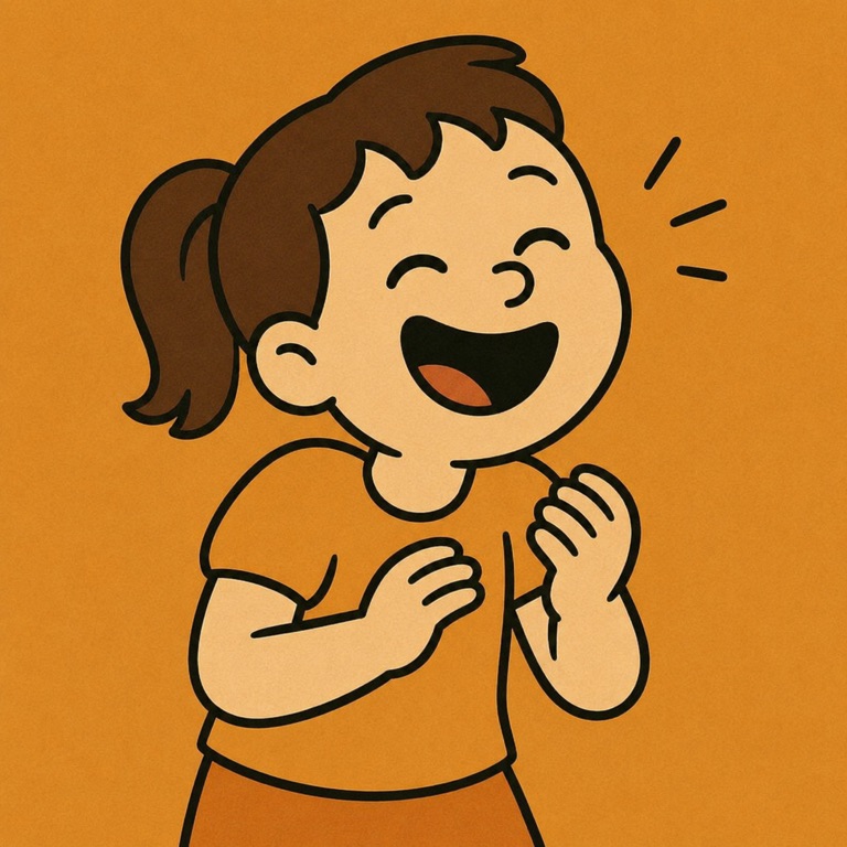 Laughing at the joke of the day