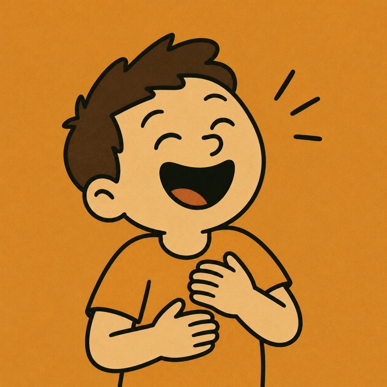 Boy laughing during a trivia quiz