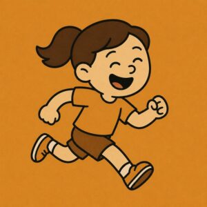Girl laughing while attempting a tongue twister