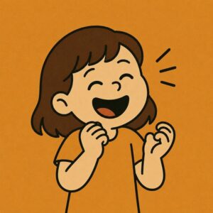 Girl laughing after solving a brain teaser